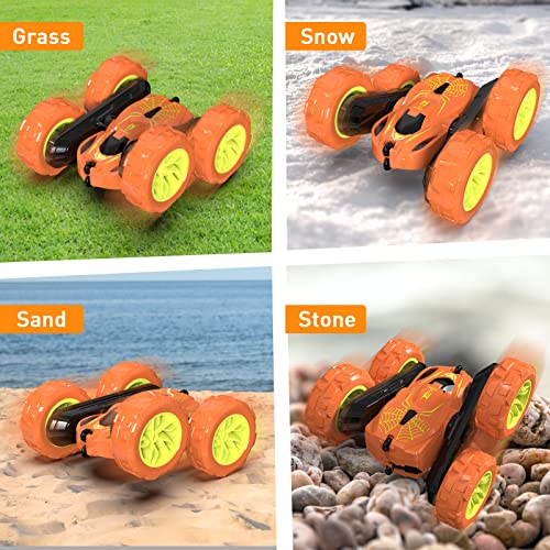 Image of Remote Control Car, Lotmey RC Cars with Double Sided 360 Flips, RC Stunt Car with USB Charging Without Removing The Battery, 4WD Off Road Remote Control Car for Boys 4-7,8-12