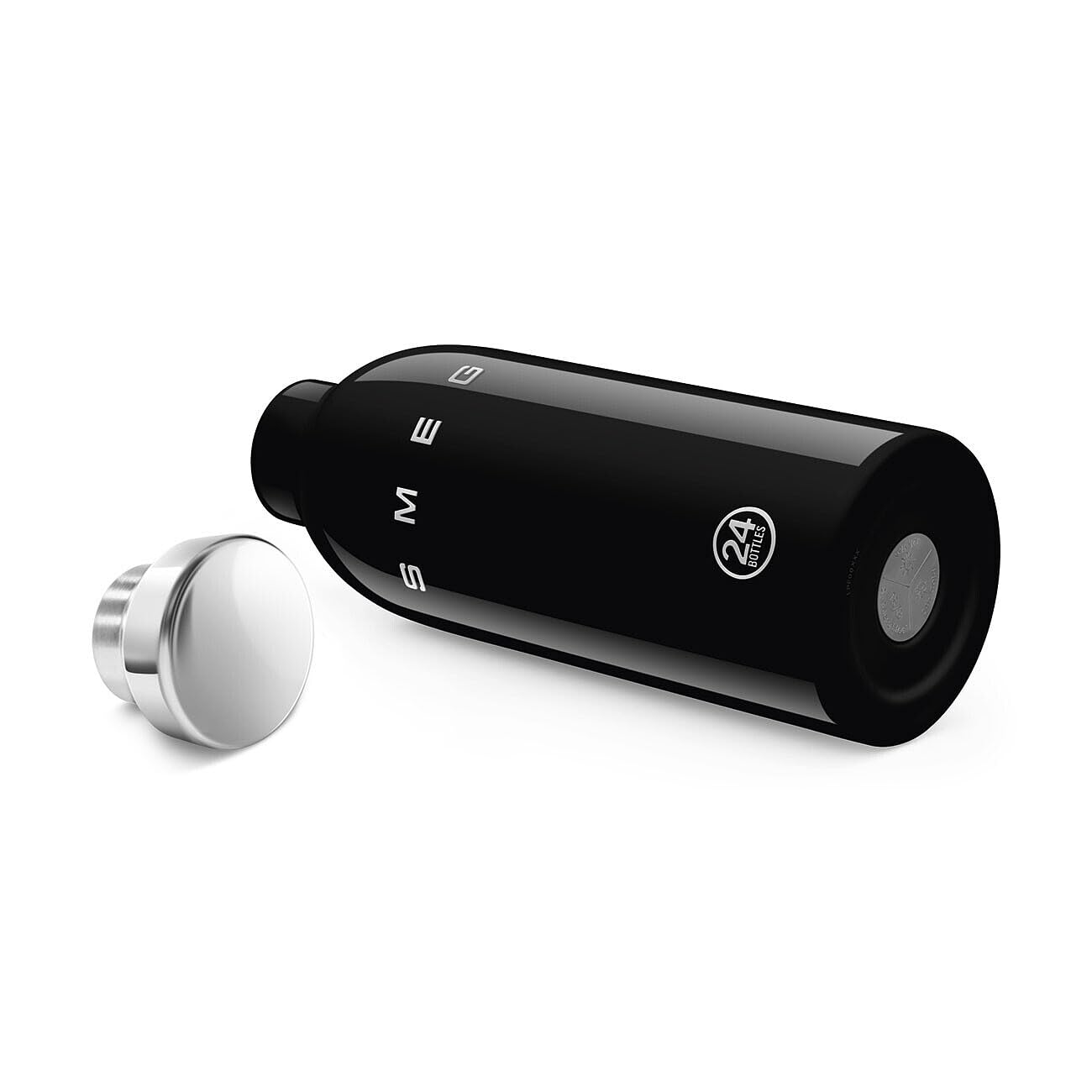 Smeg x 24Bottles Clima Bottle, 500 ml Isolierte Edelstahl Trinkflasche WBF01BL, Doppelwandige Isolierung und Luftdichter Verschluss, 24h Kalt & 12h Heiß, Schwarz