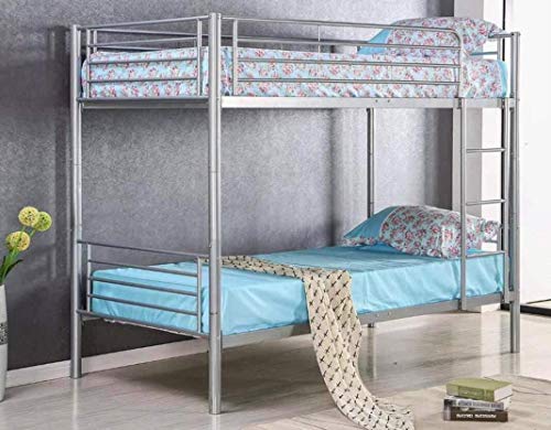Image of Bunk Metal Bed Size 3 X 6 Feet Load Capacity 300 Kg In Silver Colour (Paint Finished) - Single, Glossy