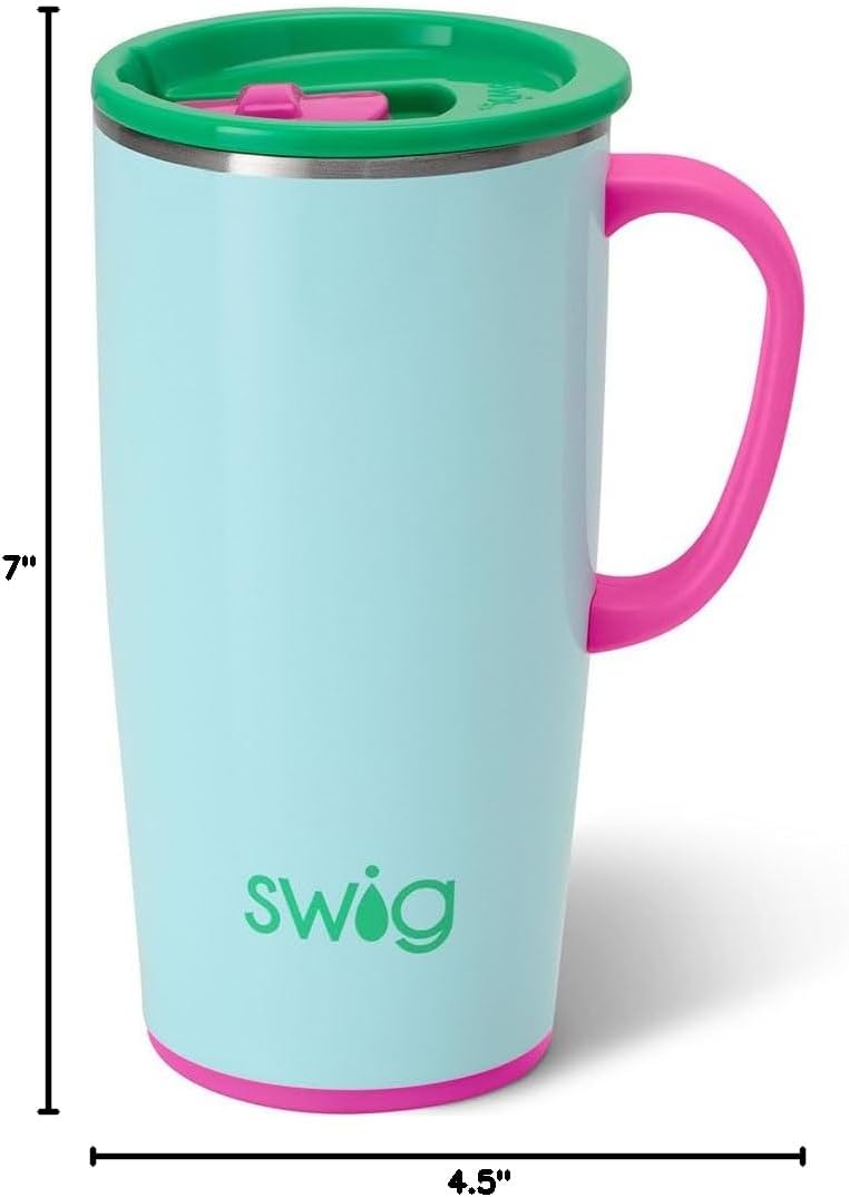 Swig Life 22oz Travel Mug, Insulated Tumbler with Handle and Lid, Cup Holder Friendly, Dishwasher Safe, Stainless Steel, Travel Coffee Cup, Insulated Mug with Lid (Prep Rally) - Image 5