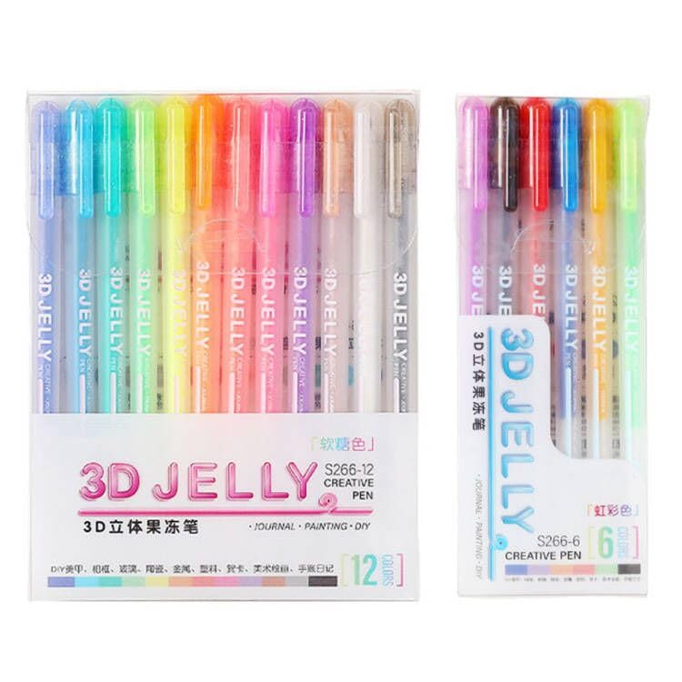 3D Jelly Pens Set, Gel Ink Pen Marker Pens for Lettering, Drawing, Ornaments, Journaling, DIY Painting Glossy Jelly Ink Pen, Colorful Pen Highlighters Markers