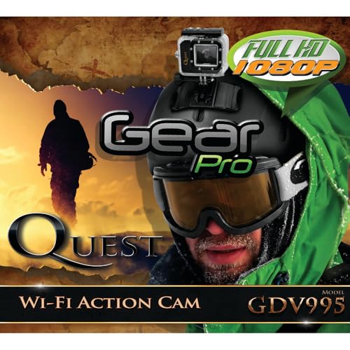 Image of Sound Around Gear Pro Quest Wi-Fi Action Cam, Full HD Hi-Resolution 1080p Video, 16 Mega Pixel Camera, 2.0'' LCD Display, Wireless Remote, Free Downloadable App, Waterproof Case, Black, (GDV995BK)