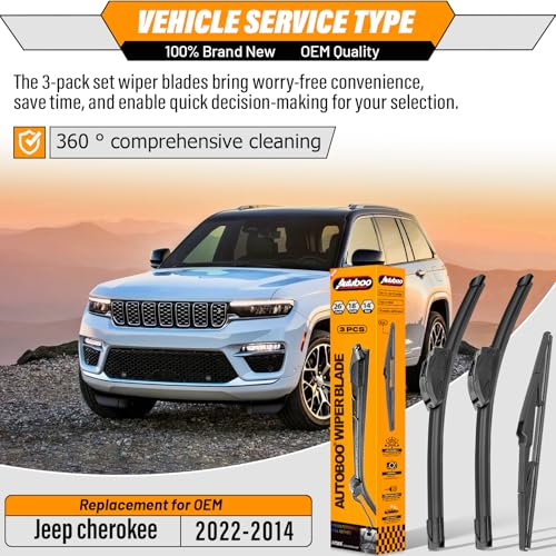 Image of AUTOBOO Windshield Wiper Blade Replacement for Jeep Cherokee 2014-2022