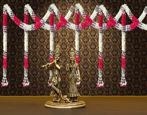 Image of Tia Crafts Artificial White Gajra Jasmine & Colourful Flower Strings for Wedding Decorations, Event Decor Perfect for Diwali, Ganpati & Pooja /Temple /Mandir Decoration, 5ft (6, Pink - 5ft), 20 cm