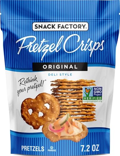 Image of Snack Factory Original Pretzel Crisps, Non-GMO, Resealable Bag, 7.2 Ounce (Pack of 12)
