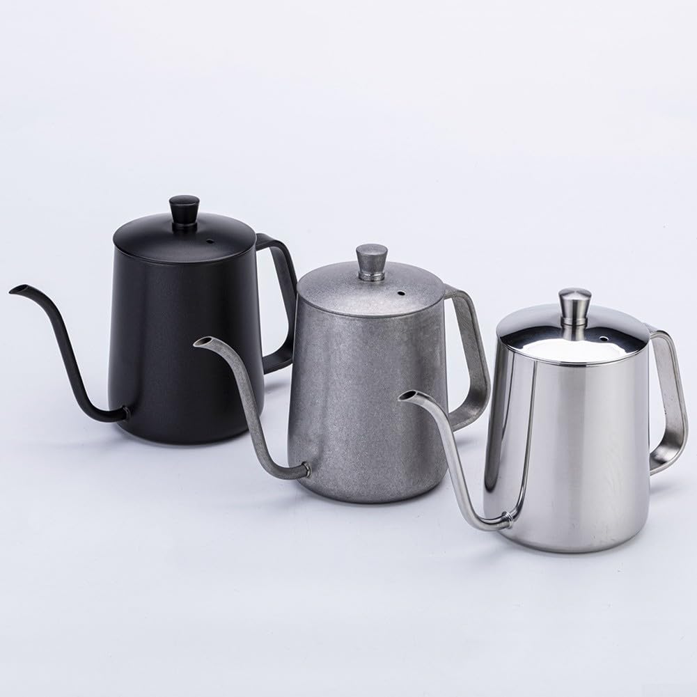 Caffettiere antigoccia a mano, struttura in acciaio inossidabile, capacità 350 ml e 600 ml (nero, 350 ml)