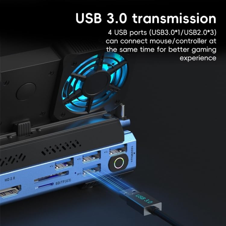 Image of Tobo 9 in 1 USB C Steam Deck Docking Station with Dismantling Cooling Fans 4K@60Hz,1000Mbs Ethernet,SD /TF,4 USB A,100 PD Charging 40Gbps Adapter for Steam Deck /Rog Ally /Switch /Legion Go TD-1406GA