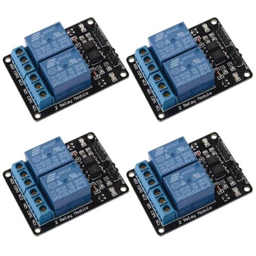 GTIWUNG 4 Pièces Module Relais 2 Canal, 5V 2 Channel Relay Module avec Optocoupleur, Compatible...