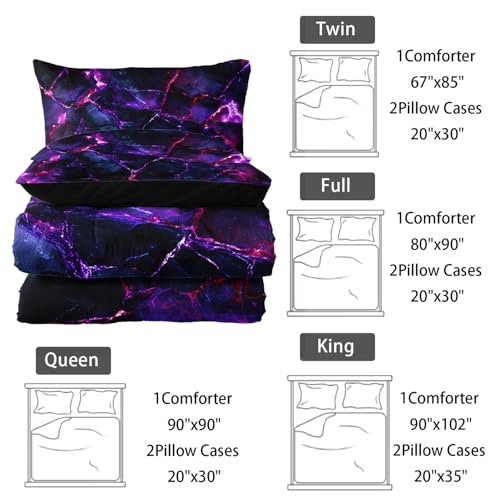 Image of Nttopship Purple Comforter Set Full Size,Purple Marble Bedding Set 3 Pcs Bedding for Adults,Violet Marble Room Decor with Soft and Lightweight Comforter and 2 Pillowcases
