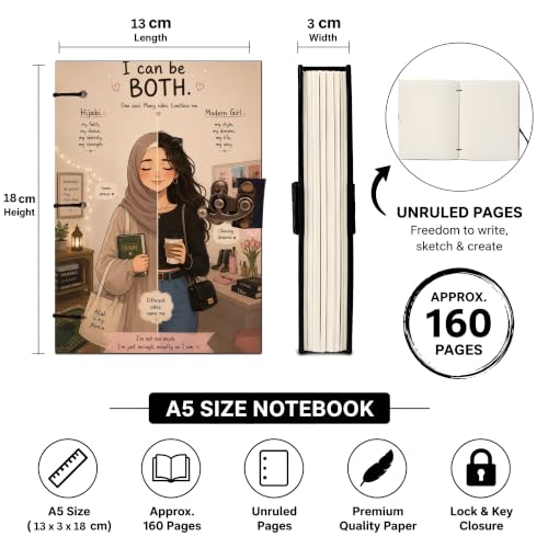 Image of I Can Be Both Diary Notebook 7x5 Inch 160 Pages Unruled Journal for Notes