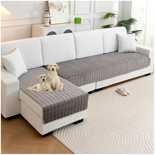 MSNCS Sofa Cover for Dogs, Soft Plush Couch Covers for Loveseat & 2/3/4 Cushion, Pet-Friendly Sofa Slipcover, Non-Slip Washable Furniture Protector(Dark Grey,70x70cm)