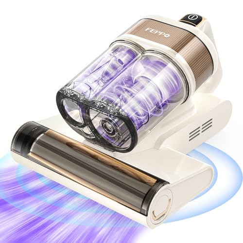 FEPPO Mattress Vacuum Cleaner, 4-in-1 Bed Vacuum Cleaner PRO, 16KPa Handheld Vacuums with 253.7nm UV-C Light, 40,000 Beats/Min Tapping, 140°F Hot Air, HEPA Filter for Bed, Sofa, Crib(Corded, 550W)