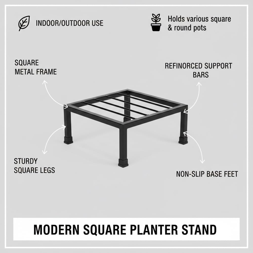 Iron Plant Stand - Black Outdoor Indoor Flower Stand -4