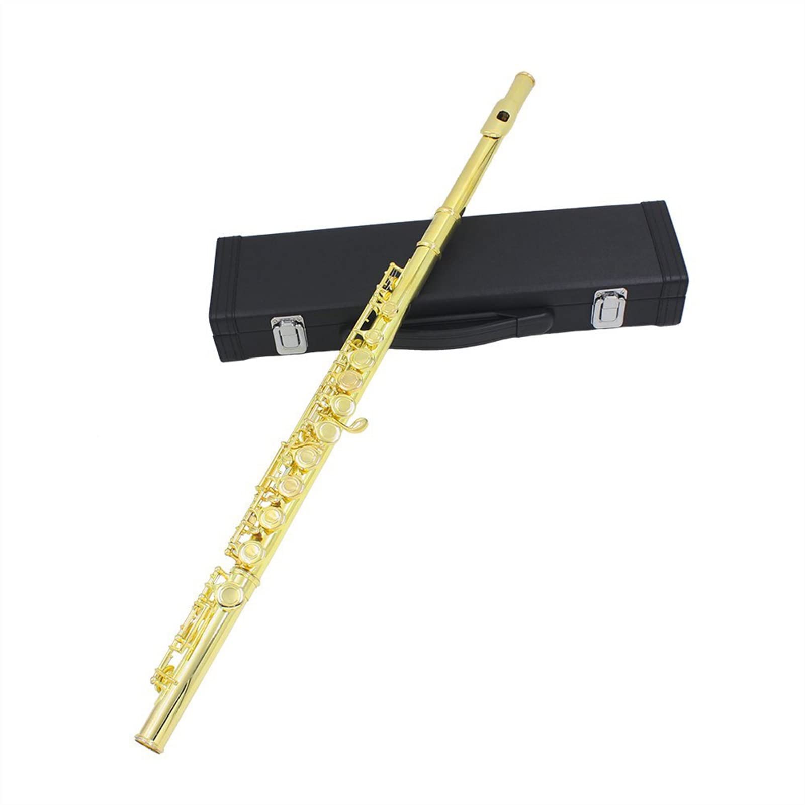 ZUZU Golden 16 Agujeros C Tone Flauta con E Woodwind Instrumento De Viento Agujero Cerrado Llaves De Oro Cupronickel Tube con Caja De Música Kit Flauta