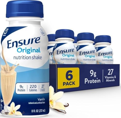 Ensure Original Vanilla Nutrition Shake | Small Meal Replacement Shake | Ready To Drink | 9g Protein, 27 Vitamins and Minerals | 8 fl oz - 6 Pack