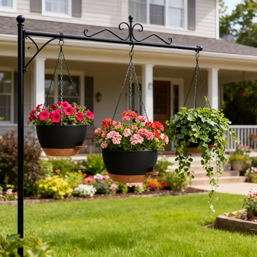Set of 3-10 Inch Self Watering Hanging Planters for Indoor Outdoor - image 2