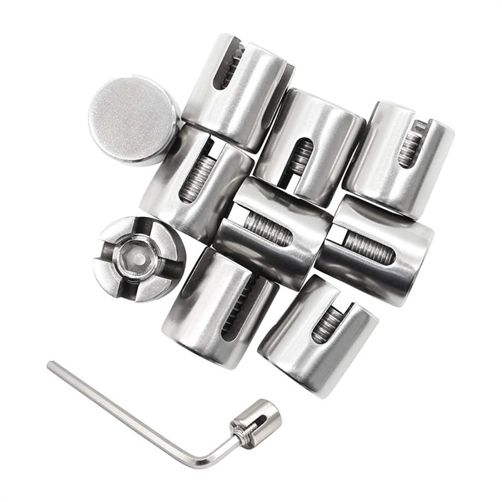 Morsetti Per Fune 10 PZ M2/M3/M4/M5/M6 Sistemi di traliccio a fune metallica in acciaio inossidabile di grado marino 316 Morsetto for corda con clip a croce verde da parete morsetto(For 6mm wire)