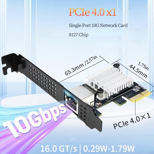 Tarjeta de Red PCIe 4.0 x1 a RJ45 de 10 Gbps con Chip RTL8127 – Adaptador LAN de Alta Velocidad Compatible con Windows y Linux para PC de Escritorio, Servidores y Gaming miniatura 2