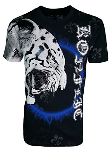 Konflic Men's White Tiger Crew Neck MMA Muscle T-Shirt