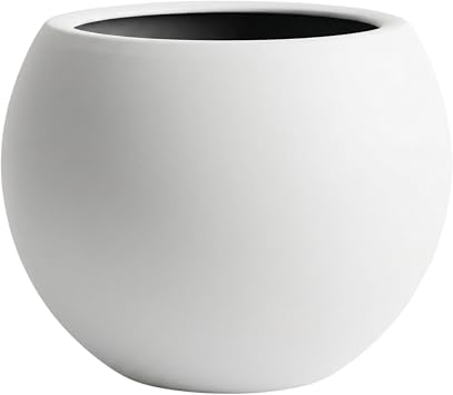 ZEVLİ Modern Küre Saksı 7L - İskandinav Tarzı, Orta Boy Dekoratif Salon ve Bahçe Saksısı (Beyaz)