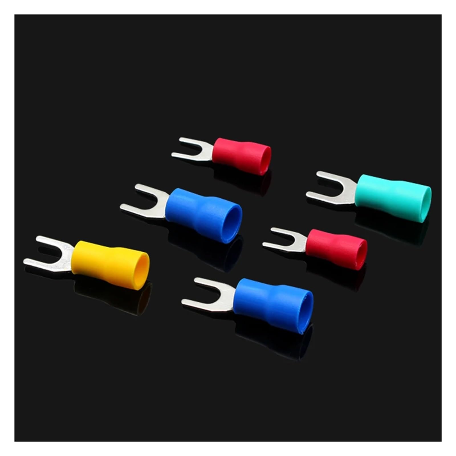 Kabelende Klemmen Steckverbinder, 100 Stück Flachstecker Drahtverbinder Isolierter Kabelverbinder Y-förmig U-förmig Gabel Crimpverbinder RV1.25/2/3.5/5.5(Sv3.5-6)