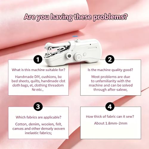 Image of Mini Cordless Handheld Sewing Machine for Clothing DIY Mending | Portable handheld sewing machine for starters, with accessories for fabric repair and travel clothes mending