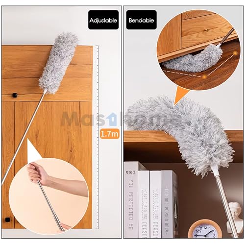Image of Microfiber Feather Duster with 100 Inch Extendable Pole - Bendable Washable Fan Cleaning Brush for Ceiling Fan, Cobweb, Blinds, Furniture, electonics & Home