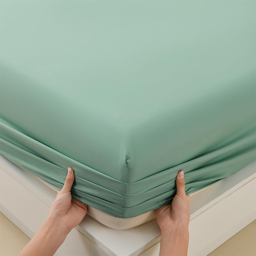 Full Fitted Sheet Deep Pocket 15 Inch - Non-Slip Elastic Bottom Sheet for Mattress | Soft & Breathable Microfiber Bedding | Wrinkle Resistant, All Season, Hotel Quality, Green