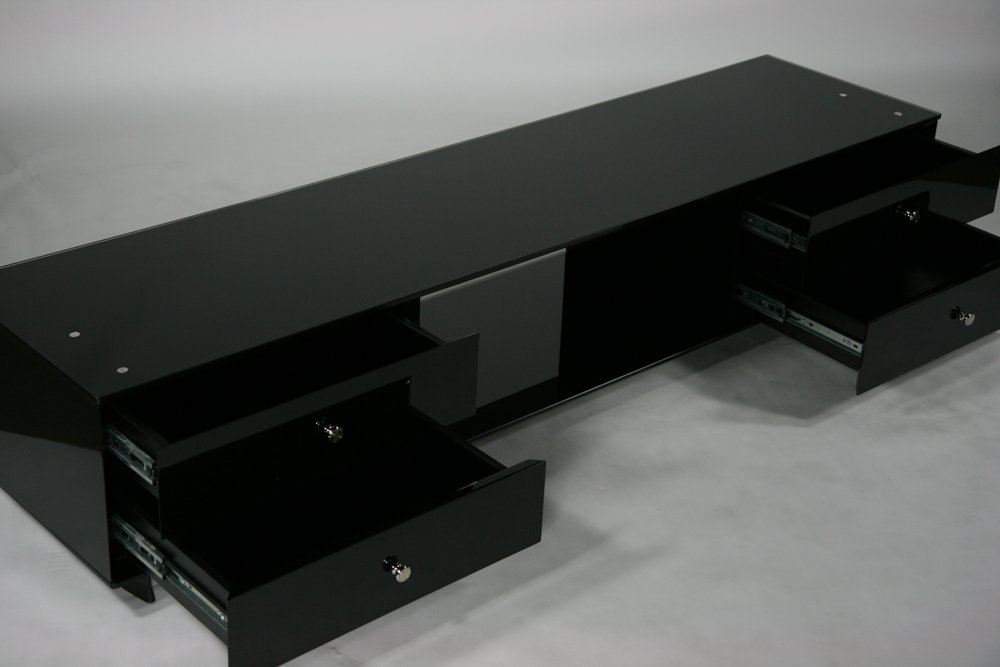 Amazon｜大型 液晶 ブラック 強化ガラステレビ台 V287｜ローボード