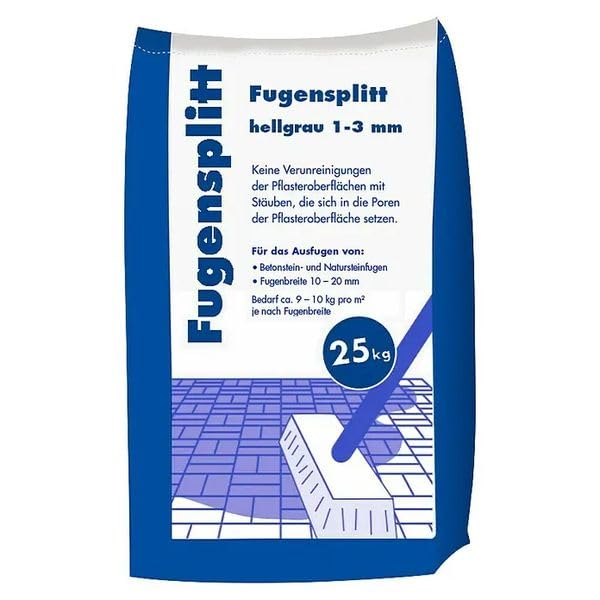 Hamann Mercatus GmbH Fugensplitt Hellgrau 1-3 mm 25 kg hochwertiges Fugenmaterial, Langlebigkeit, Gartenwege, Terrassen, Einfahrten, Belastbar,...