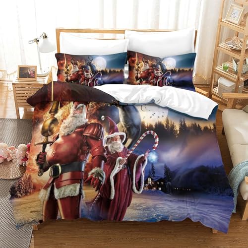 Funda nórdica de Papá Noel 3D juego de cama microfibra King de 3 piezas 3