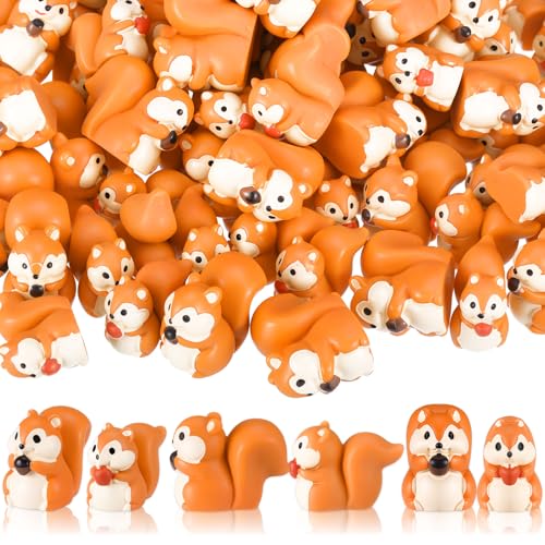 JolliLudo 100 Pcs Mini Resin Squirrel Miniature Tiny...