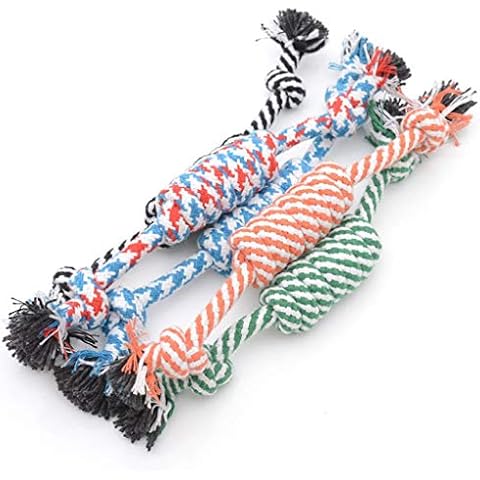 Styleest Dog Chew Rope Toys, Durable Puppy Chew Toy and Squeaky Plush Washable Dog Toy Teeth Cleaning Interactive and Relieve Boredom Toys(Red) Cover
