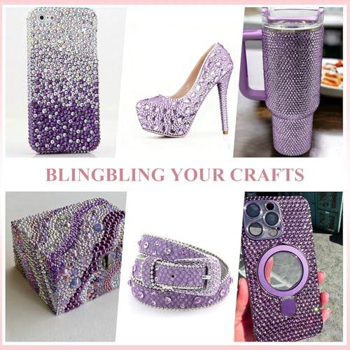 Image of 2000PCS SS20 /5mm Crystal Glass Rhinestones for Bedazzling (Violet) | Flatback Rhinestones for Crafting DIY Nail Art Makeup Decoration, Gems Diomand Charms for Tumbler Shoes Clothing Mug