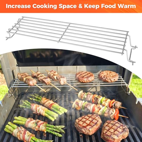 Image of QuliMetal Stainless Steel Warming Rack for Weber Spirit 200 & Spirit II 200 Series Gas Grills with Front Control Knobs, Fits Spirit E /S210 E /S220, Compatible with Weber 69866 67026