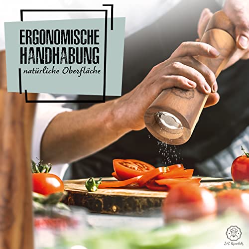 Foto von J.S. Kaiserholz Salz und Pfeffermühle Holz | Gewürzmühlen Set mit Keramikmahlwerk | Salzmühle und Pfeffermühle in edler Geschenke Box (21,5 cm)