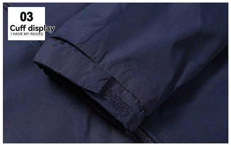 Men's Waterproof Hooded Jacket Drawstring Hood Zipper Pockets Lightweight Windbreaker4