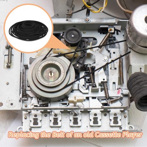 oruola 150 Stück Antriebsriemen Kassettenrekorder,Vierkantriemen für Kassettenmaschine,Cassette Tape Belt für Recorder Flachriemen Repeater,Universal Antriebsriemen,1 mm Breite(40-135mm)
