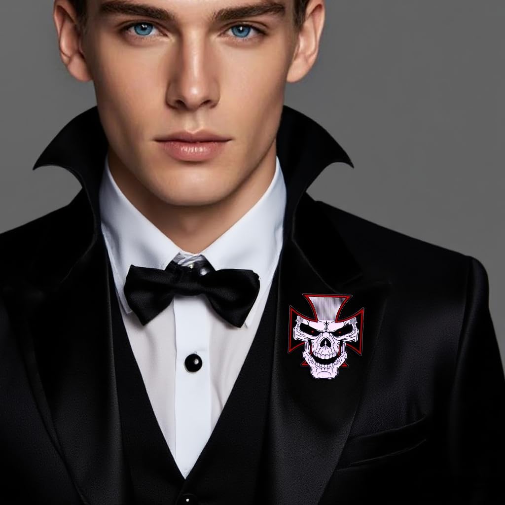Skull Pin, Funny Lapel Pin for Men, Halloween Brooch for Women Fashion, Cool Cross Skeleton Enamel Pins, Goth Brooches, Hat Pins, Punk Backpack Pin for Bags Backpacks Sambas Socks Shoes Cosplay Hats Gifts for Christmas Birthday Fathers Day - Image 3