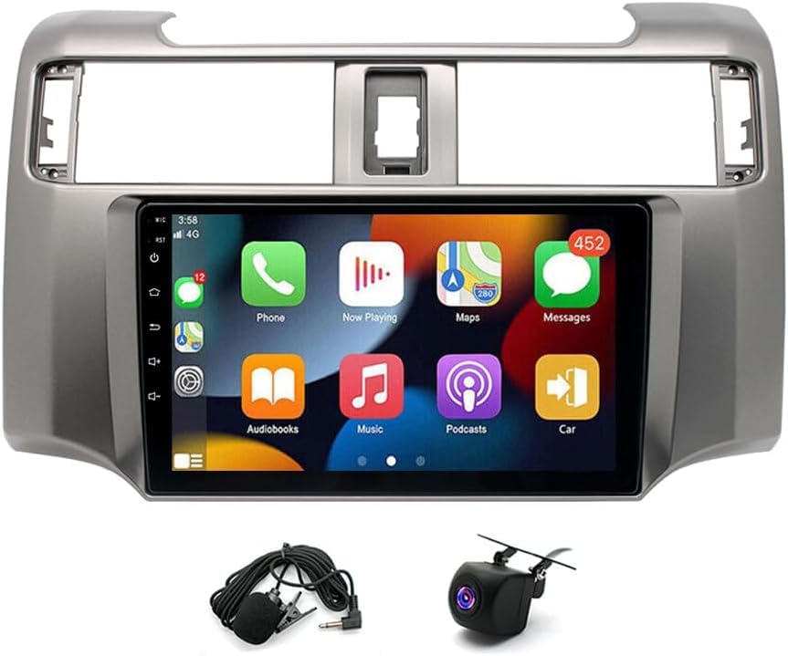 Car Stereo Radio Wireless CarPlay Android Auto Compatible with Toyota 4Runner Touchscreen GPS Navigation FM Car Radio WiFi Multimedia Player USB with Camera