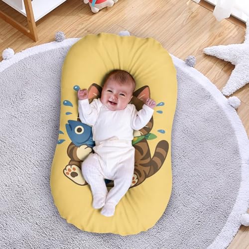 Image of ZOUTAIRONG Cute Cat Fish Sheetsack Bassinet Sheets Neutral Unisex Fitted Cute Baby Bassinet Sheets Set for Standard Bassinets for Baby Boys or Girls