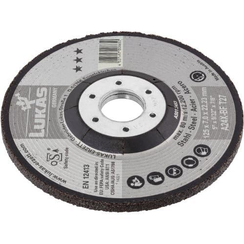 LUKAS ERZETT 10 discos de desbaste T27 para acero 230 x 7 mm, para amoladora angular, A24X-BF, 23,5 x 23,5 x 9,6 cm
