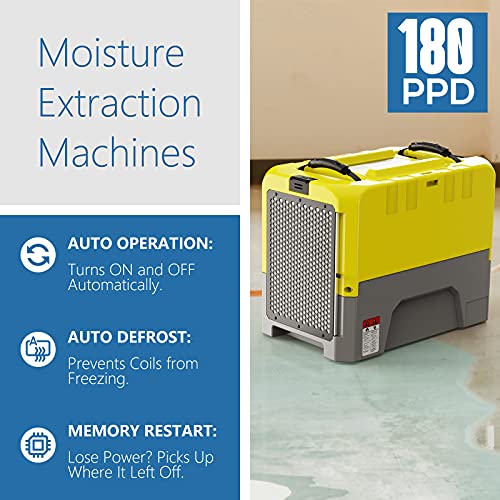 Alorair 180Ppd Commercial Dehumidifier For Crawl Space & Basement, Wi-Fi App Controls With Pump, Capacity Up To 85 Ppd At Aham Condition, For Large Space, Job Sites, Yellow #TOP2