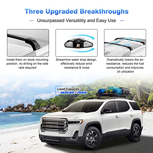 Partol Gmc Roof Rack Cross Bars For Gmc Acadia 2017 2018 2019 2020 2021 2022, Aluminum Roof Rail Luggage Rack Cargo Carrier For Snowboard Canoe Kayak Bike #TOP3