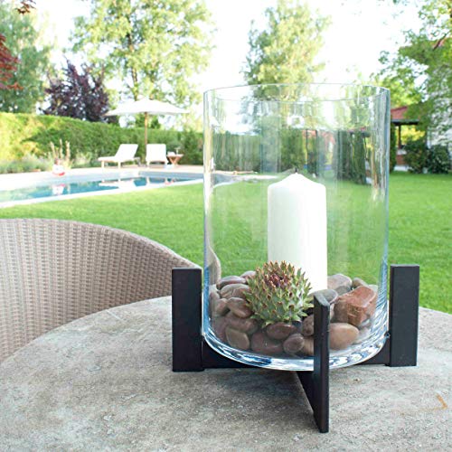 Varia Living Großes Windlicht/Laterne mit Glas aus Metall/Eisen für drinnen oder im Garten als Laterne wunderschön zum Dekorieren als Kerzenleuchter (H 38 cm/Ø 34)