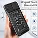 Anvzle for Samsung Galaxy A22 5G【Not fit 4G】 Case with [2 Pack], Tempered Glass Screen Protector, Military-Grade, Protective, Lens Protects, Magnetic Ring Stand Black