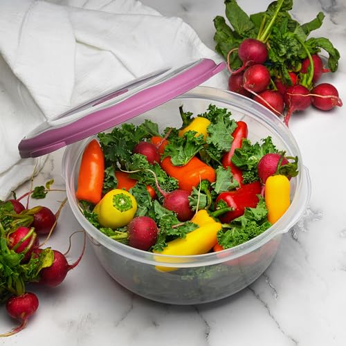 Image of Tribello Large 10 Cup Food Storage Bowl with Lid, Salad Bowl With Airtight /Steam Vent Lid Dishwasher /Freezer and Microwave Safe Container For Serving and Storing, BPA Free - Round - 80 Oz - 2 Pack