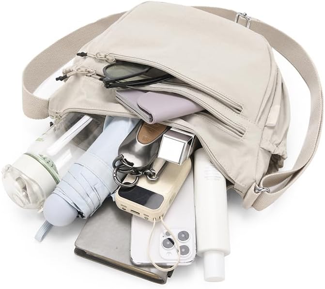 Trendy Small Crescent Bag Nylon Crossbody Bags for Women Lightweight Hobo Luna Bag Multi-Pocket Shoulder Crossbody Purses - Image 8