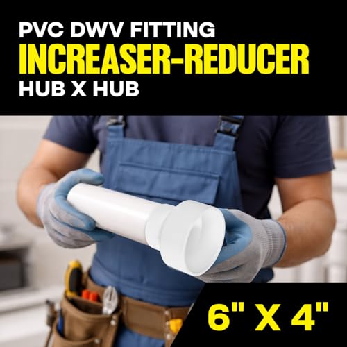 SUPPLYGIANT™ (4 Pack) 6 Inch x 4 Inch PVC DWV Increaser-Reducer Coupling – Hub x Hub Fitting for Drain, Waste & Vent Systems, White by SUPPLYGIANT - Used condition - Image 2