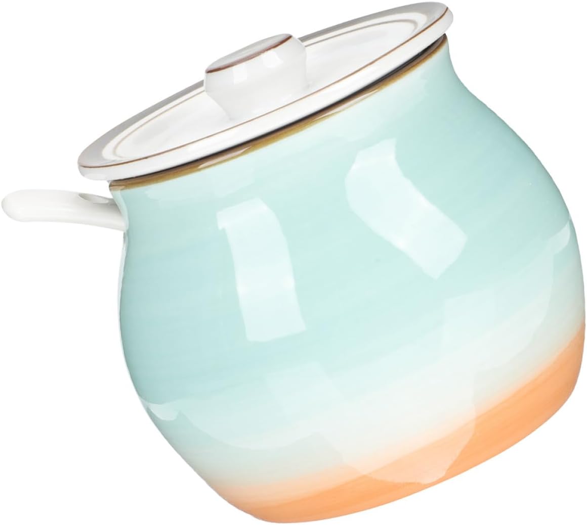 Ceramic Kitchen Spice Jar with Spoon 1300ml Porcelain Sugar Container and Pepper Canister for Home Kitchen Storage and Dining Table Use